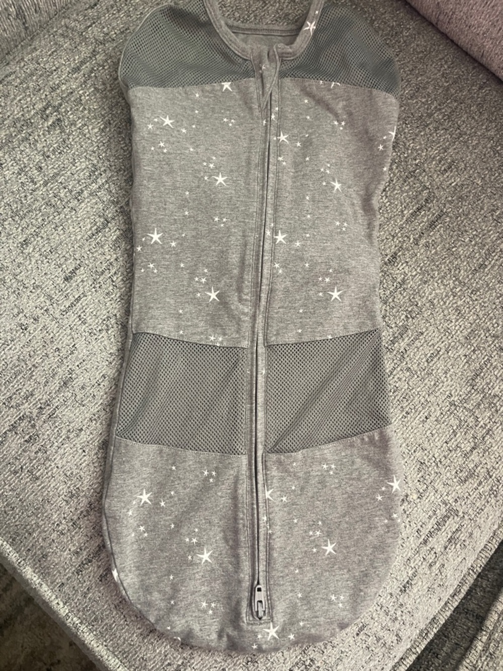 Grey Star Print Baby Sleep Sack with Front Zip